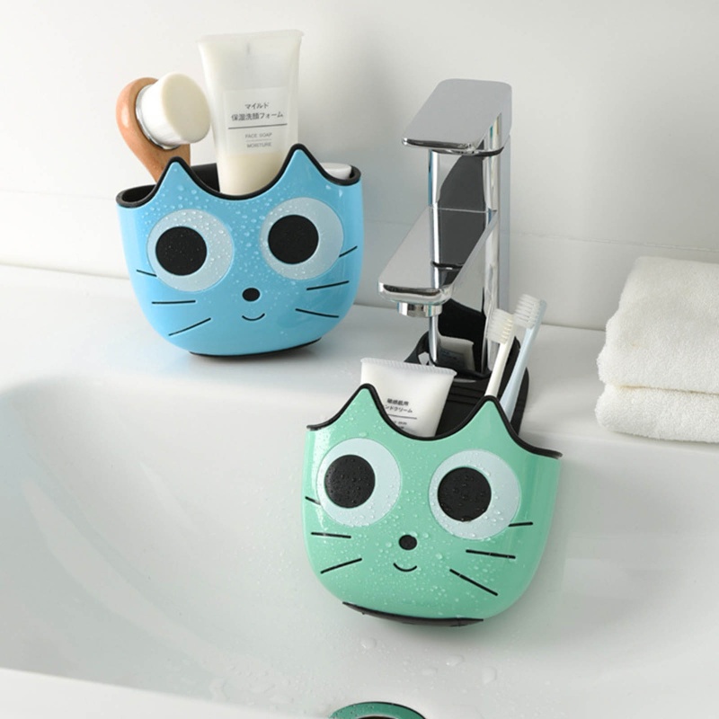 Giỏ Treo Bồn Rửa Chén Đựng Xà Phòng Hình Mèo Hoạt Hình Siêu Dễ Thương Có Thể Điều Chỉnh