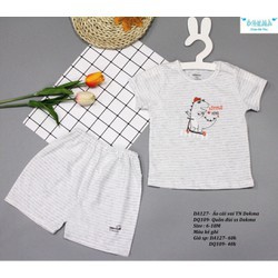 DOKMA-Bộ quần áo cộc tay kẻ ngang cho bé(3-18m)