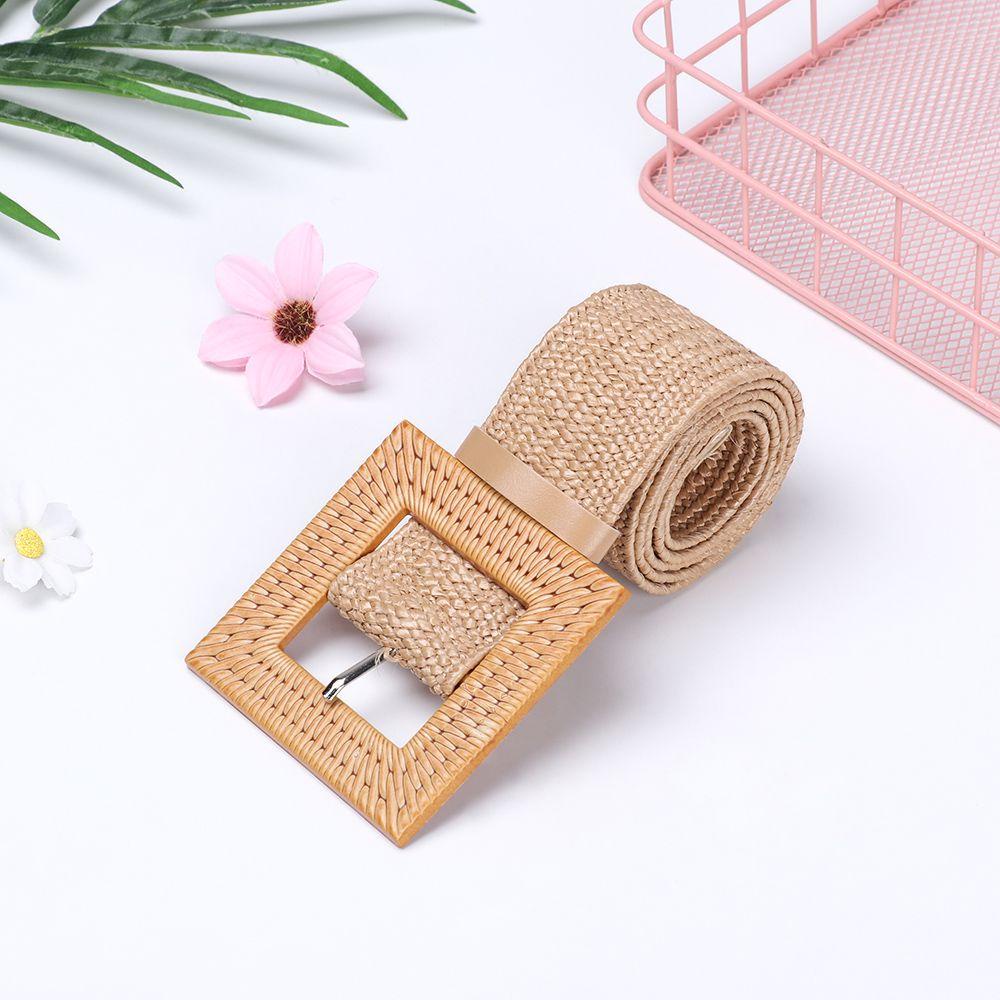 PINEVN Dây Nịt Bằng Rơm PP Bản Rộng Có Khóa Cài Thắt Lưng Cho Nữ