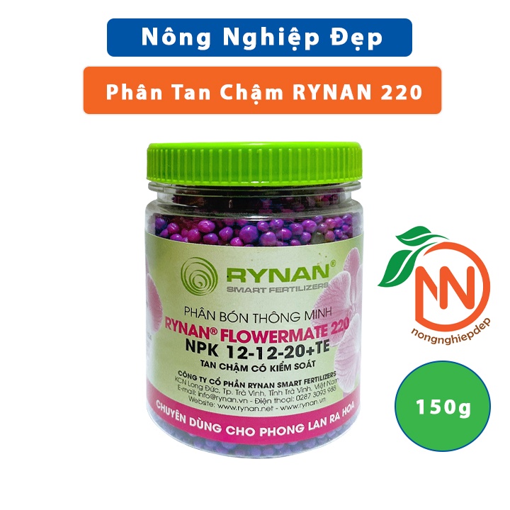 RYNAN 220 (hũ 150g) NPK 12-12-20 – Phân Tan Chậm Thông Minh Có Kiểm Soát
