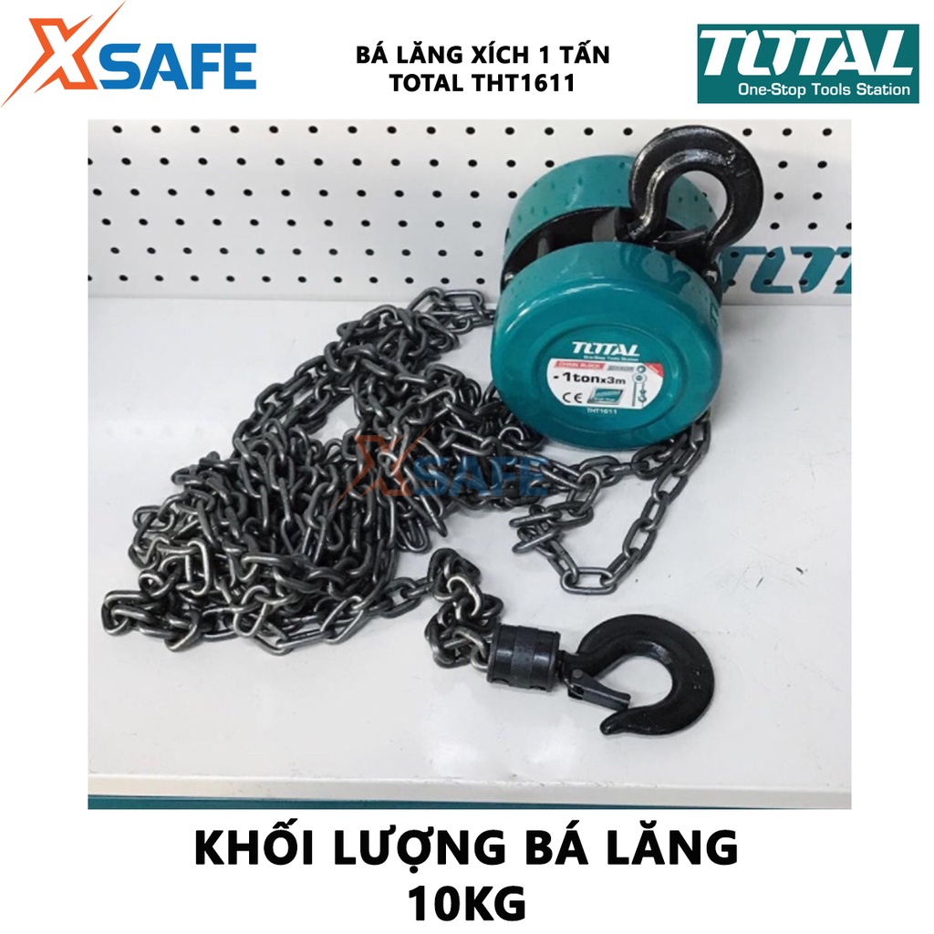 Pa lăng xích TOTAL Bá lăng xích trọng lượng nâng từ 1-3 tấn Độ cao nâng 3m dùng khi cần bốc dỡ, nâng hạ hàng