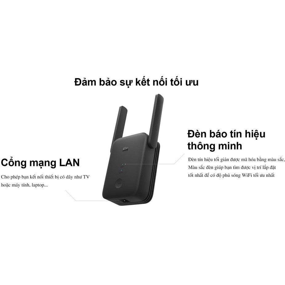 Kích sóng wifi Xiaomi AC1200-Bộ kích wifi Xiaomi Quốc tế Mi wifi range extender,có thêm cổng LAN,kết nối qua APP