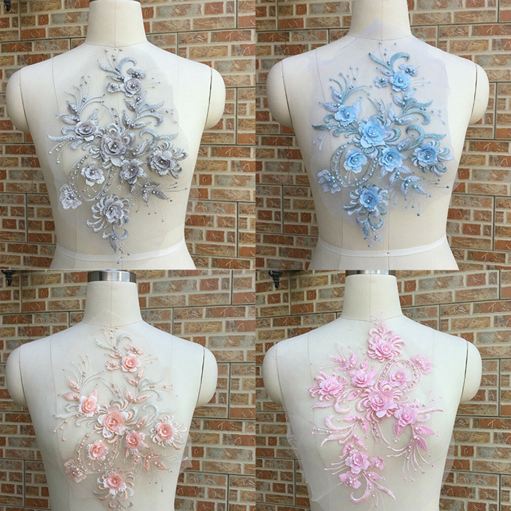 Mảnh lưới hoa ren 3D trang trí áo cưới