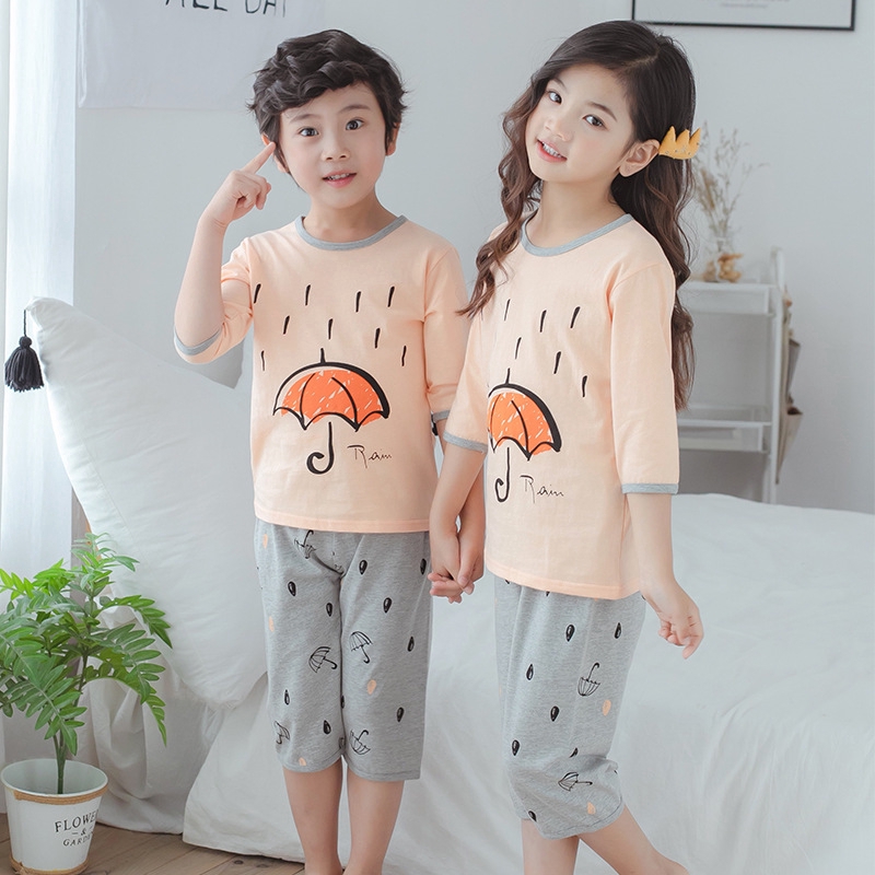 Bộ Đồ Pajamas Cotton Dài Tay Thời Trang Hè Cho Bé