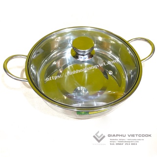 Nồi lẩu inox 1 đáy nắp kính vietcook - đáy từ