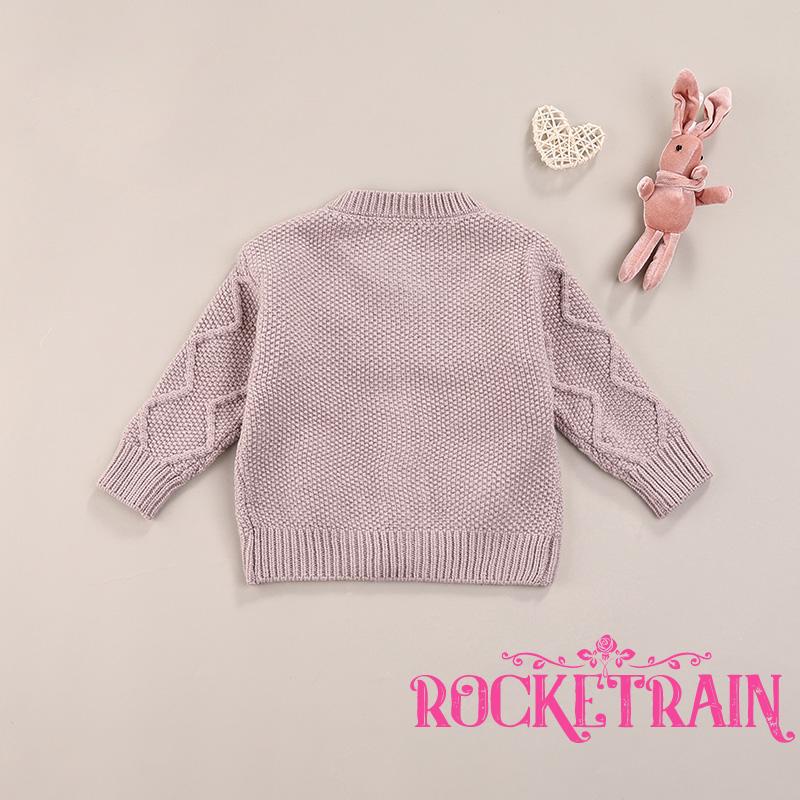 Áo khoác cardigan dệt kim tay dài đính quả bông thời trang mùa thu cho bé gái
