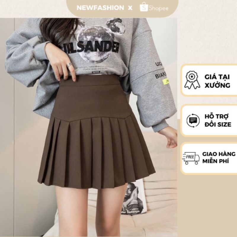 Chân váy xếp ly thiết kế mẫu mới 2022, dáng xòe cạp lưng cao vải tuytsi cao cấp