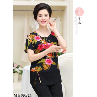 Bộ quần áo mặc ở nhà họa tiết lịch sự cho người trung niên
