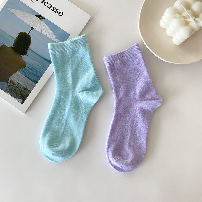 Vớ mỏng màu kẹo ngọt thời trang mùa hè phong cách Ins kiểu Hàn Nhật dành cho nữ sinh