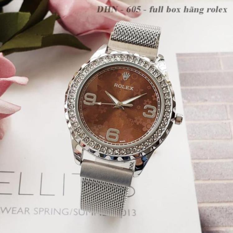 Đồng hồ nữ Rolex mặt tròn đính đá máy pin, dây hợp kim chống gỉ DHN605 trang2k