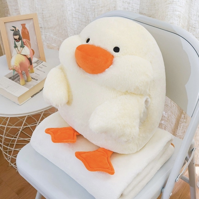 Có Sẵn Gối ôm Vịt Duck hand warmer 3 trong 1 văn phòng công sở chăn gối làm ấm tay 38x32 170x90