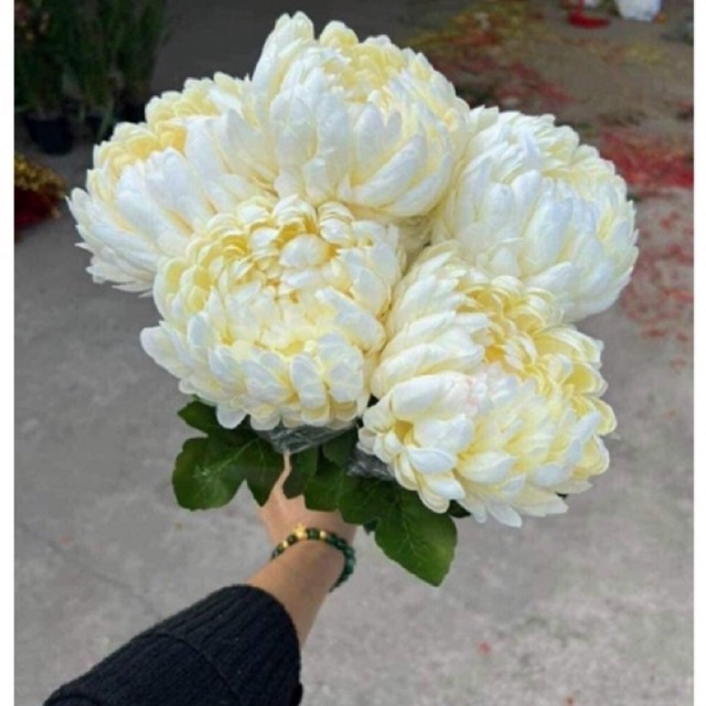 Hoa giả Hoa Cúc Mẫu Đơn lụa nhập khẩu loại 1 cao cấp,cúc đại đoá decor trang trí nhà cửa