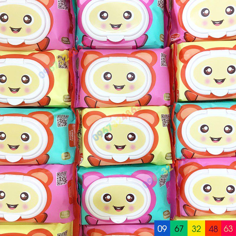 Khăn ướt thiên phúc hình mặt gấu  giấy lau vệ sinh ướt an toàn