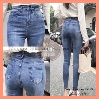 [32-36] Quần Bò Cạp Cao / Quần Jeans Lưng Cao Trên Rốn Co Giãn Mạnh - Tôn Dáng Gọn Eo Bụng NHẠT TRƠN