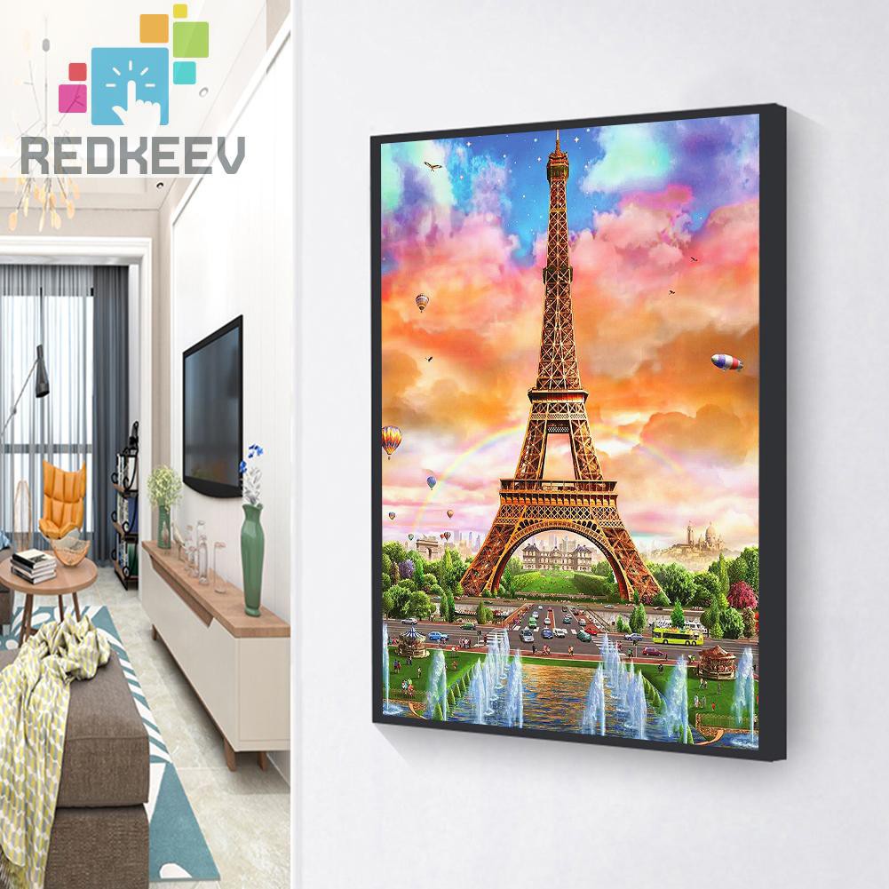 Bộ Tranh Đính Đá 1.13 Tự Làm Hình Tháp Eiffel Độc Đáo