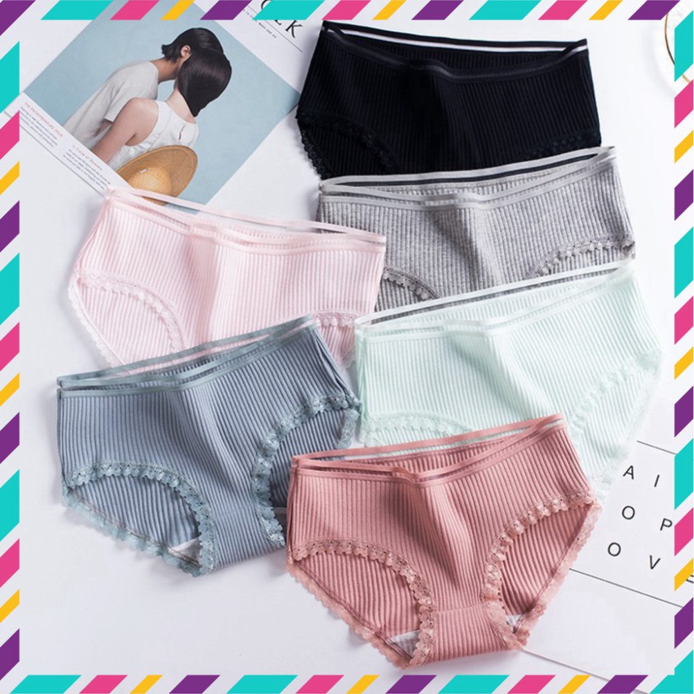 (sỉ lẻ) Quần Lót Cotton Tăm Cạp Viền Ren, quần lót nữ | BigBuy360 - bigbuy360.vn