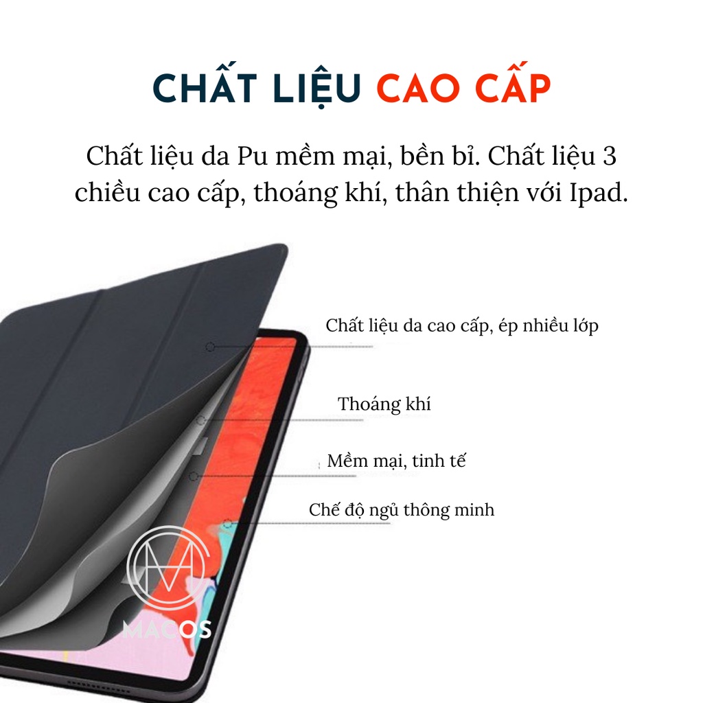 Bao da iPad Pro Magneto Nam Châm Tràn Viền siêu chắc cho cảm giác như không dùng ốp ipad 11, air 4 10.9,12.9 inch (AB03)