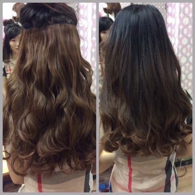 Tóc giả kẹp phím xoăn lửng🥰 freeship 50k❤️ tóc kẹp 6 cái 45cm nữa đầu cao cấp