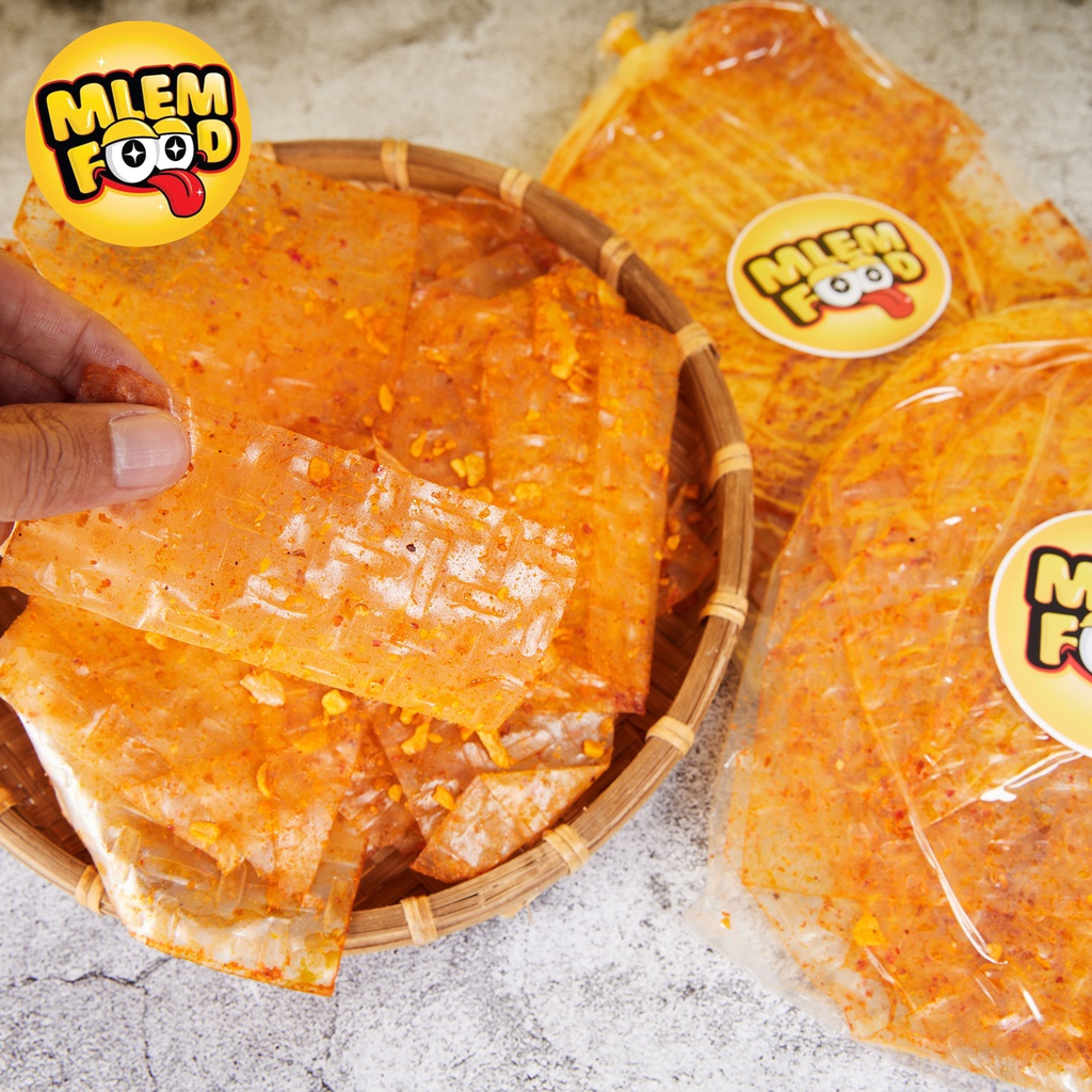 Bánh tráng xì ke muối nhuyễn siêu cay 50g khổng lồ thương hiệu Mlem Food.