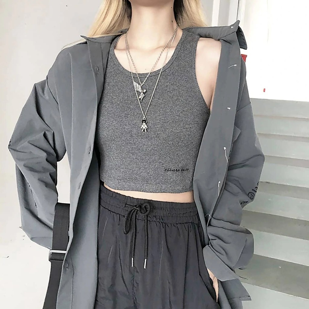 Áo ba lỗ sát nách ES, áo 3 lỗ croptop nữ chất thun gân - VIETCEN