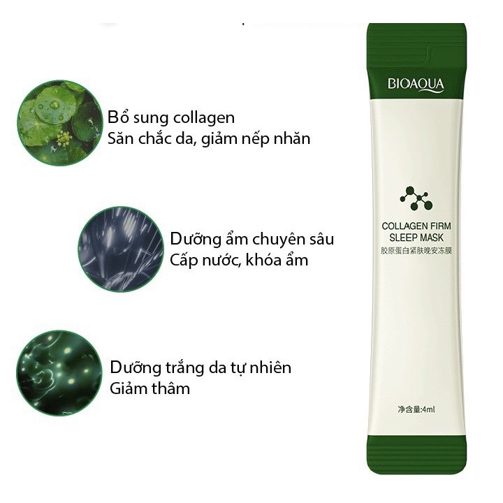 Mặt nạ ngủ Bioaqua collagen MỚI giúp cấp ẩm sâu mang lại làn da căng bóng và tươi sáng2