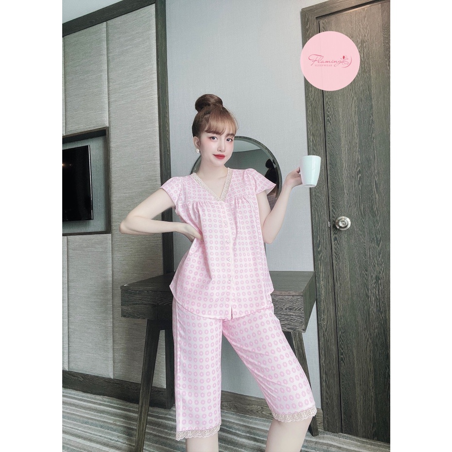 Bộ lụa Mango nhà Flamingo họa tiết xinh xắn