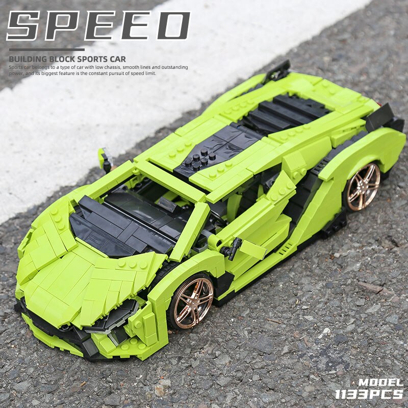 Đồ chơi Lắp ráp Mô hình siêu xe Mould King 10011 Green Lamborghinis Super Car