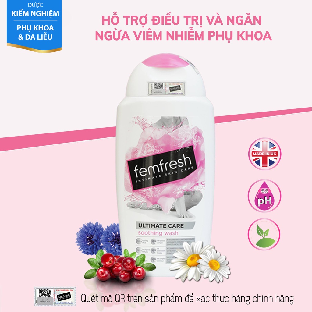 Dung dịch vệ sinh phụ nữ Femfresh làm sạch vùng kín, hỗ trợ ngừa nấm ngứa, viêm nhiễm, sạch thơm suốt ngày dài.