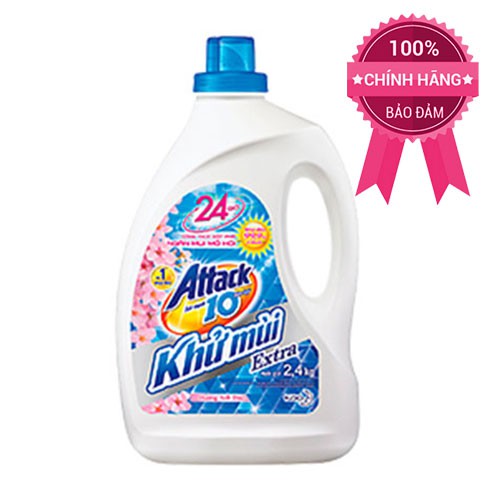 Chai Nước giặt Attack khử mùi hương hoa anh đào 2.4kg