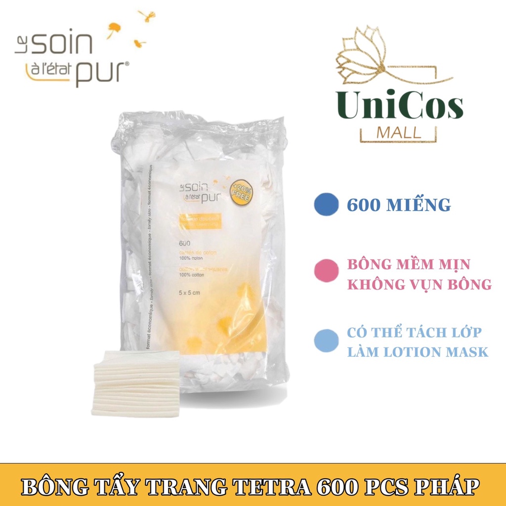 Bông Tẩy Trang Tetra Le Soin Laretat Pur 600 miếng