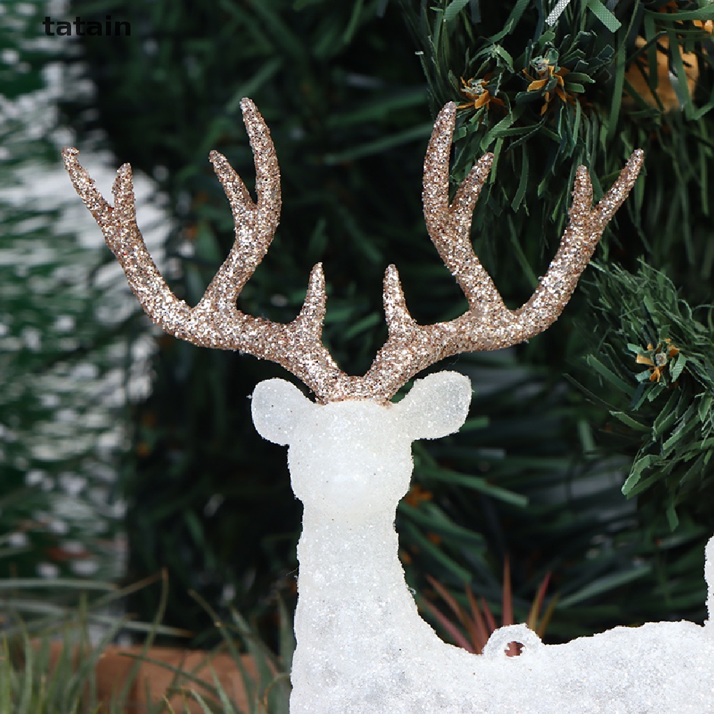 [TAT] Crystal Deer Christmas Forest Elk White Flash Gold Dessert Table Decor for Home CVX