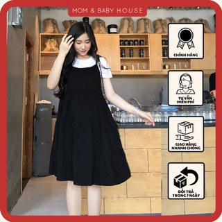 Set yếm bầu babydoll đen phối áo trắng