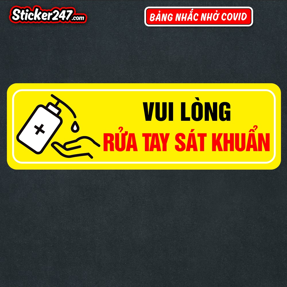 Sticker decal dán chống nước nhắc nhở đeo khẩu trang, rửa tay