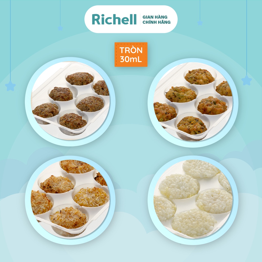 Bộ khay trữ đông thức ăn dặm Richell Nhật Bản dung tích lớn có nắp đậy 30-50-80-120ml | Baby