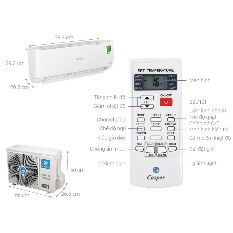 Máy lạnh Casper Inverter 1 HP GC-09TL32 (Miễn phí giao tại HCM-ngoài tỉnh liên hệ shop)