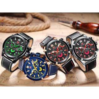 Đồng Hồ Đeo Tay Mặt Tròn Dây Da MINI FOCUS Dành Cho Nam