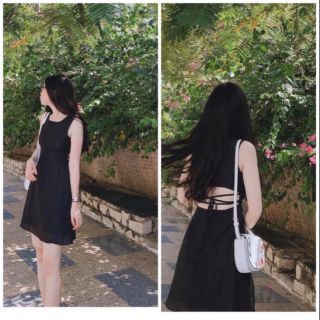 ĐẦM VOAN ÁNH KIM TONE ĐEN CỘT DÂY PHÍA SAU LƯNG SIÊU XINH - TUTI DRESS
