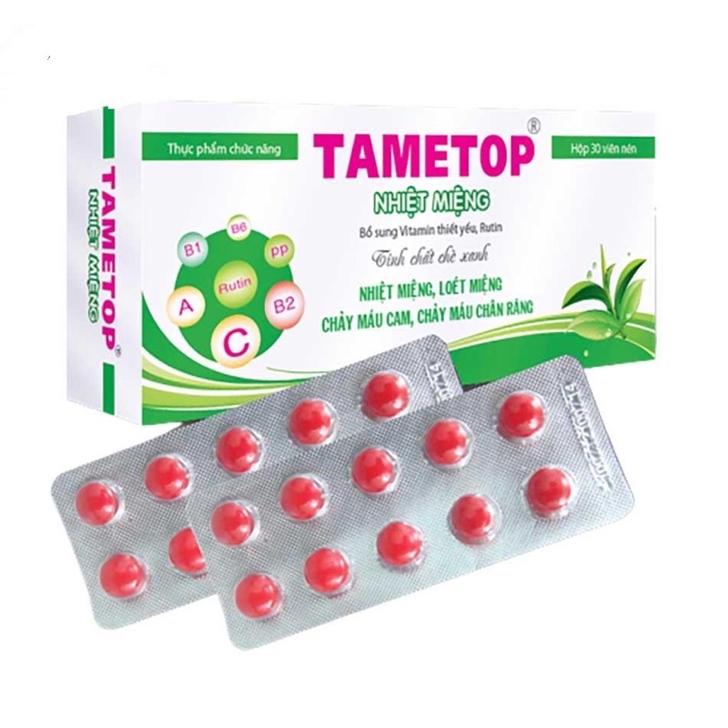 Tametop Tâm Việt - Giảm nhiệt miệng trà xanh hộp 30v