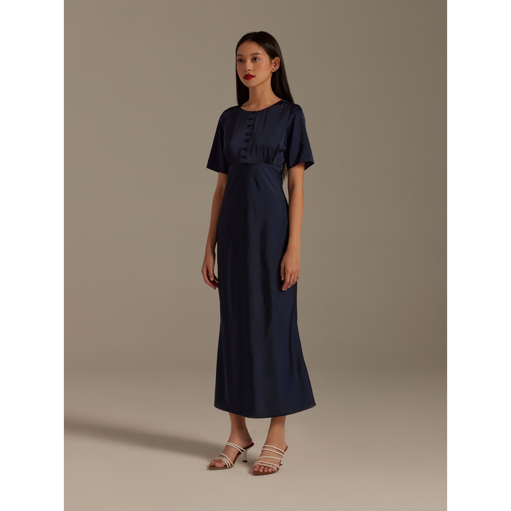 Đầm lụa dáng đuôi cá đính khuy Mauve Midi Dress