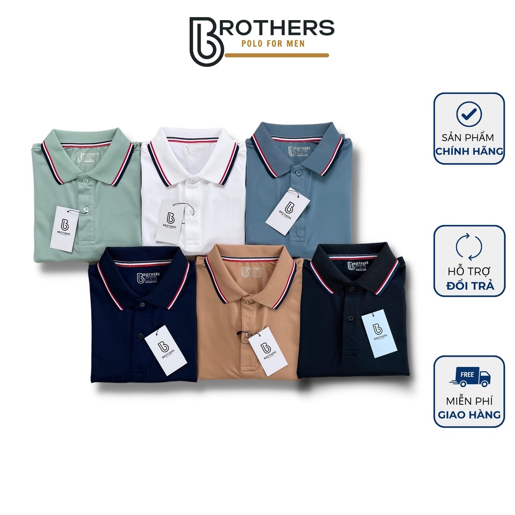 Áo thun Polo nam VICO trơn cổ trụ bẻ, cổ viền phối màu, vải cá sấu cao cấp, thoáng mát - BROTHERS