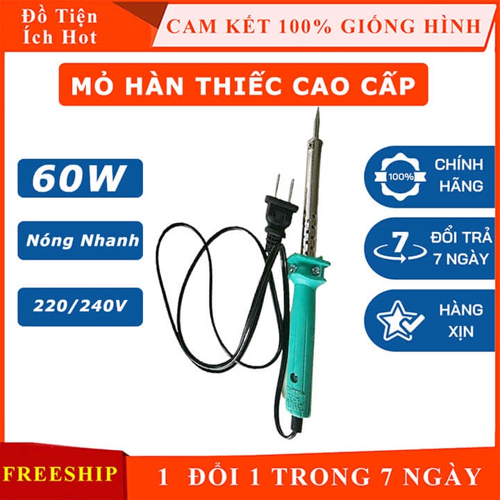 Mỏ hàn điền tử 60W 220V cao cấp, mỏ hàn thiếc Soldering Iron nóng nhanh sử dụng trong sửa chữa thiết bị điện