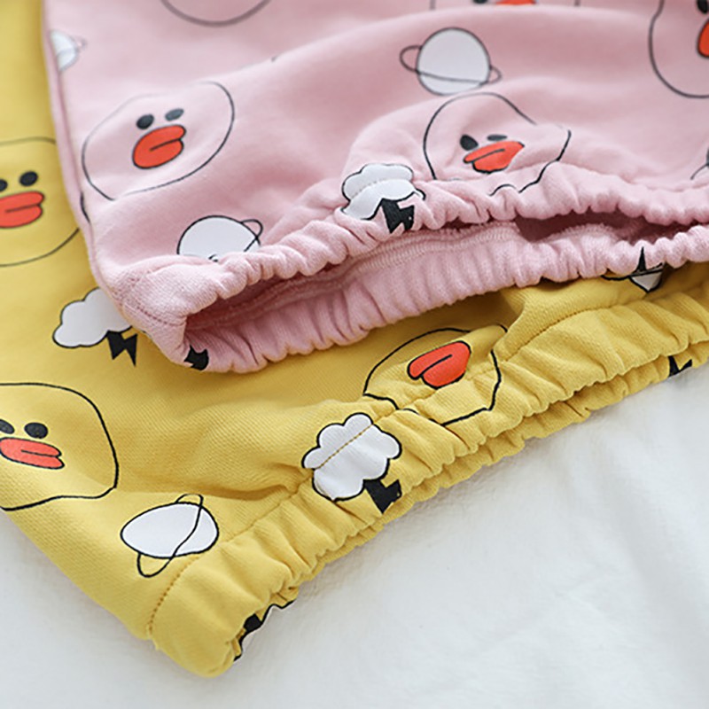 Bộ áo nỉ hoodie + quần dài in hình vịt cho bé gái