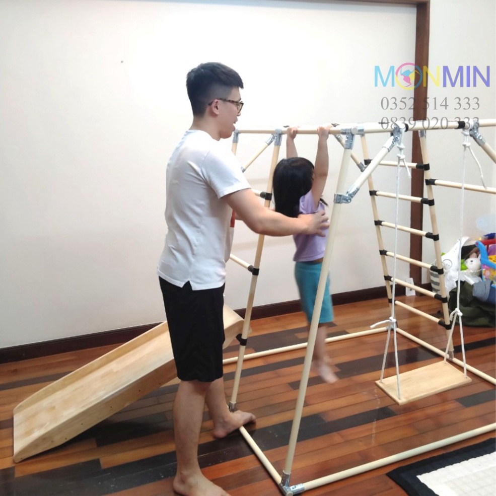 Xà đu đa năng Satech - Khung vận động cho bé - Hình hộp thang cân - Bộ cao 1.3m: Trò chơi 1 3 4 5 15