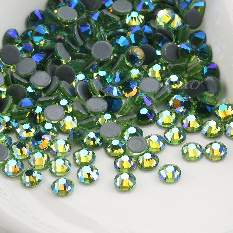 Đá AB Màu Xanh Lá Nhạt Đính Kim Cương Giả SS6-SS30 Sửa Chữa Quần Áo Nóng Bỏng