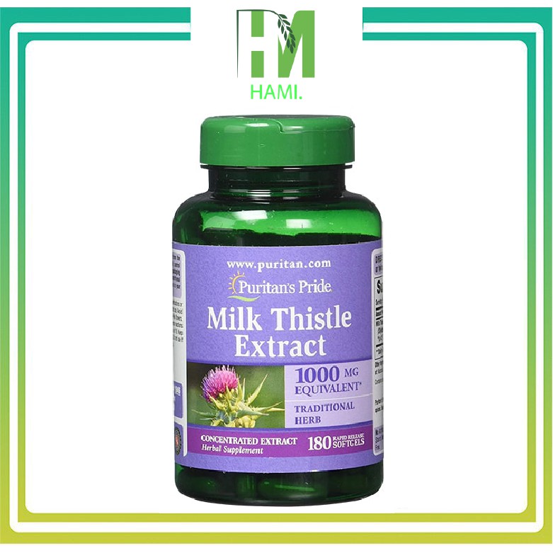 Bổ gan Milk Thistle Extract Puritan's Pride 1000mg 180 viên Date 2024