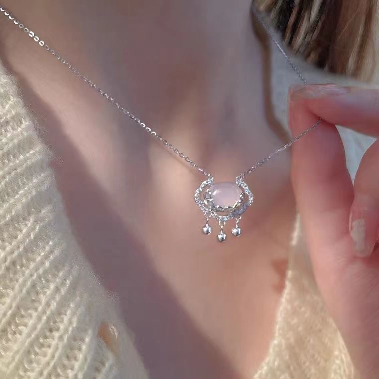 Vòng cổ Bạc Sterling Mặt Chuông Và Ổ Khóa An Toàn Cho Nữ