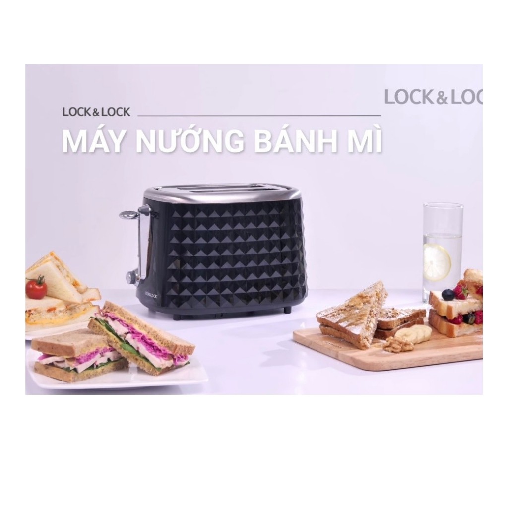 Máy Nướng Bánh Mì Mini Lock&Lock công suất 850W Màu đen EJB222BLK (hàng bảo hành chính hãng 12 tháng) (ảnh thật)