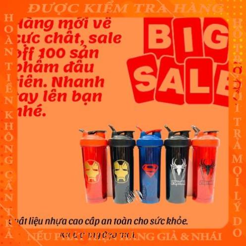 Bình Lắc Tập Gym ⭐️Bình nước đa năng⭐️ Bình lắc Shaker Thể -Siêu Anh Hùng Marvel 700ml (Chất liệu nhựa cao cấp) ltuuyen