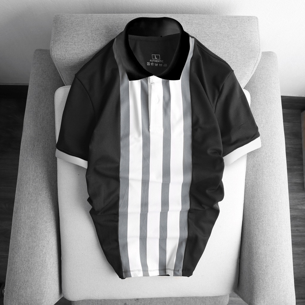 ÁO THUN NAM PHỐI BA SỌC DỌC ĐẸP TINH TẾ ĐẲNG CẤP VLTN FASHION