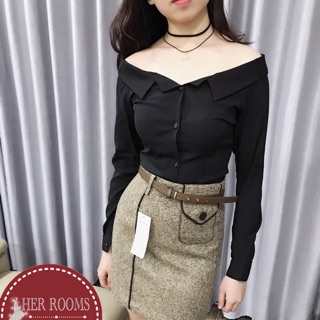 Áo sơ mi trễ vai ( ảnh shop chụp)